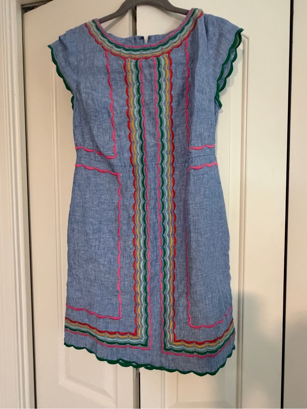 Boden Light Blue Embroidered Cotton Dress